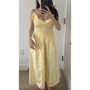 FOR LOVE & LEMONS Bethany Midi Dress in Light Yellow Size Small
